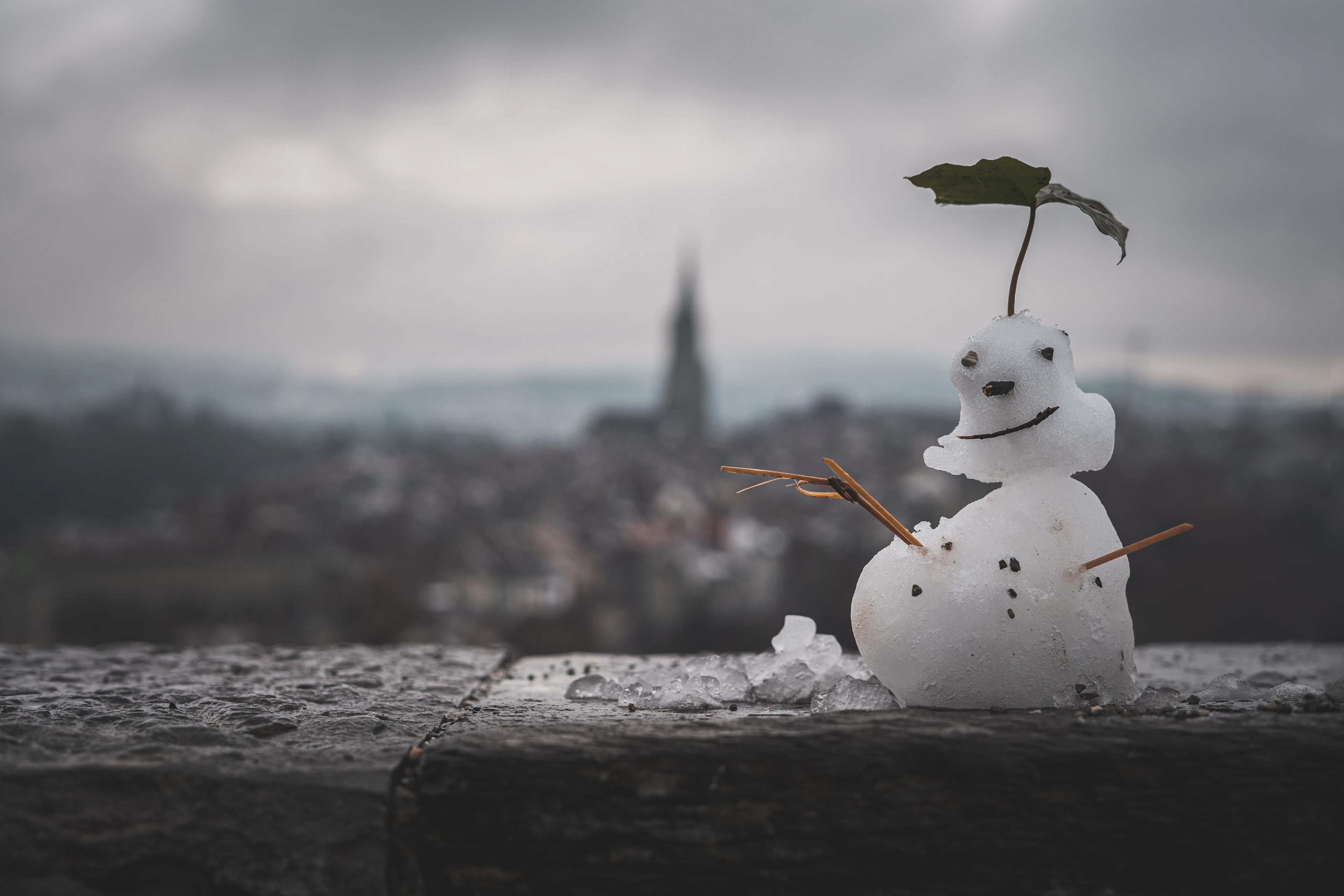 Snowman in Bern winter setting