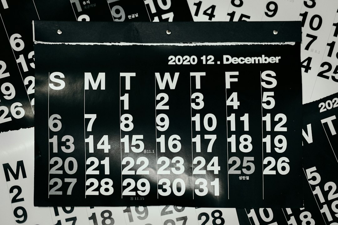 wall calendar closeup