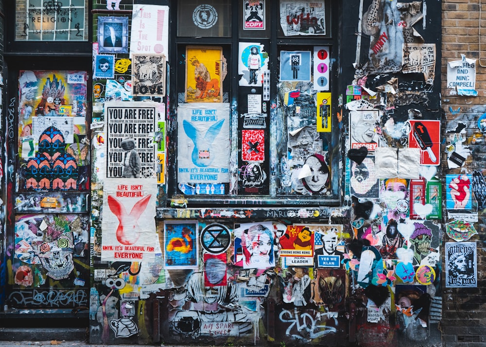 assorted wall art on wall