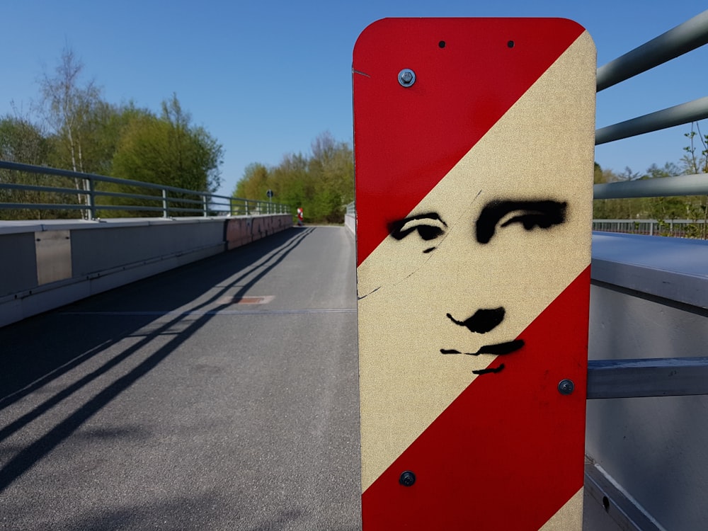 red and white road sign