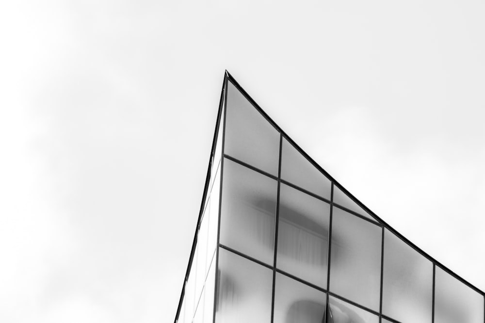 black and white glass building