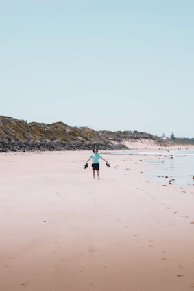 Men wearing lightweight EVA thongs walking along a rocky Australian coastline