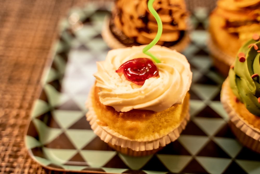 cupcake with white icing on top