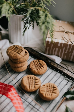 Peanut butter cookies on tray