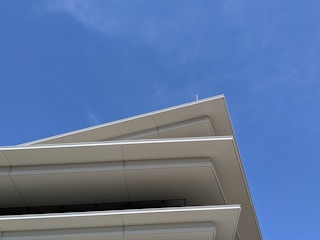 A commercial building with a new roof.