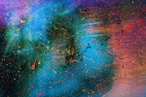 An abstract acrylic artwork filled with dynamic colors.