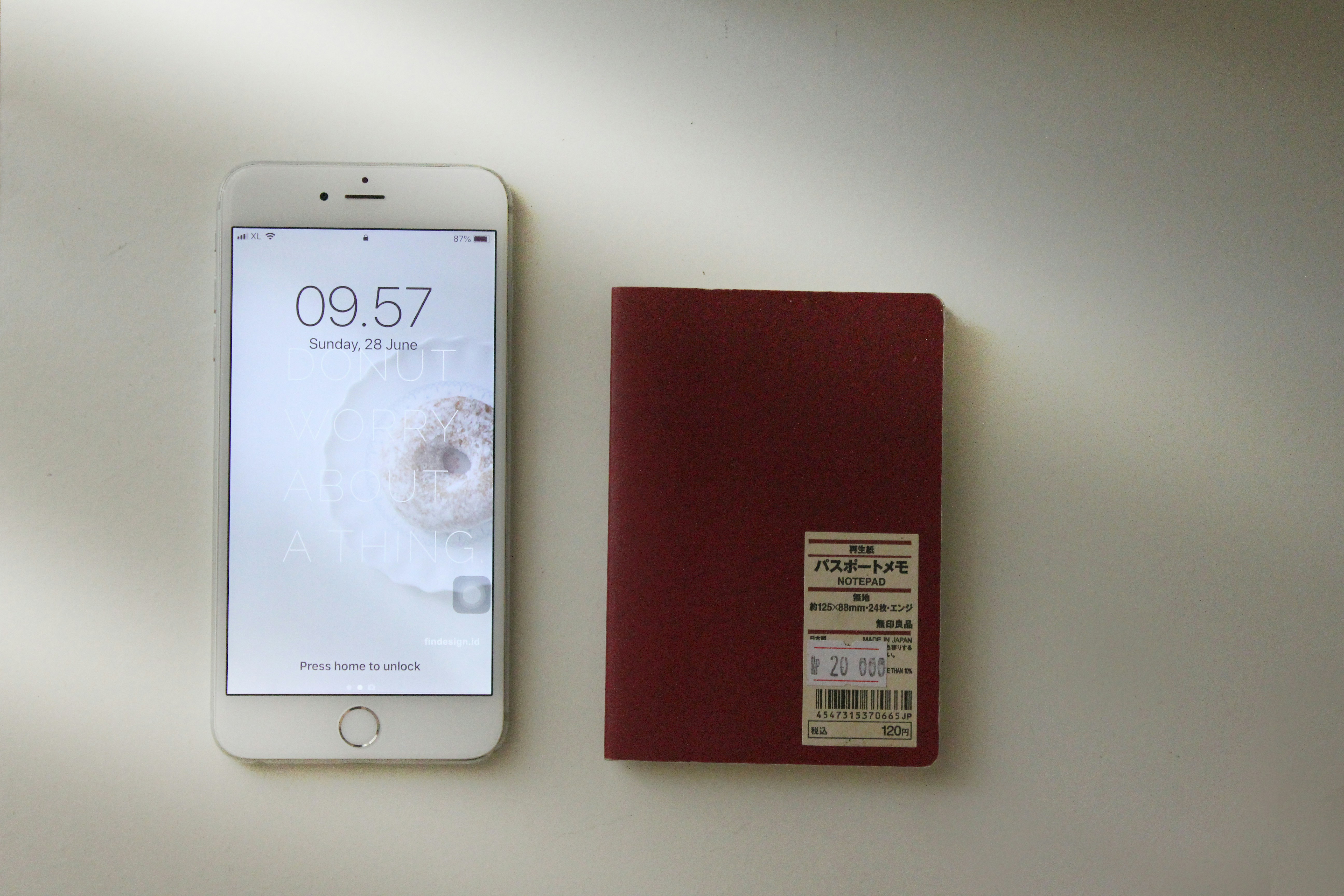 iPhone on white table