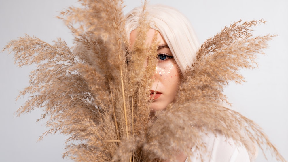 woman in white fur coat