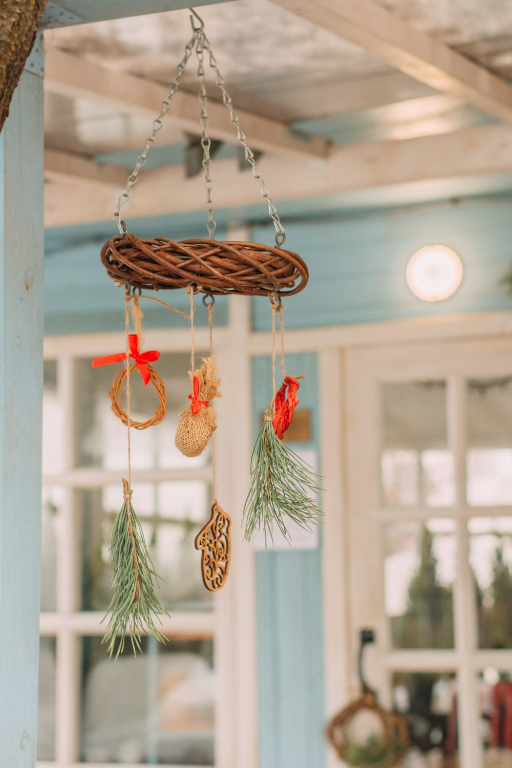 brown and red hanging decor