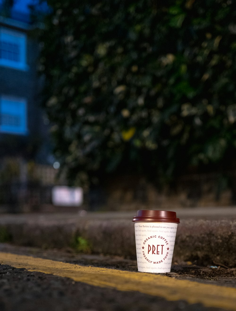 white and brown disposable cup on brown soil