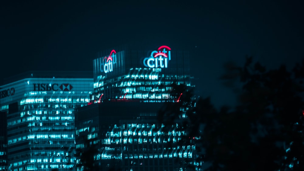 red and blue led signage during nighttime