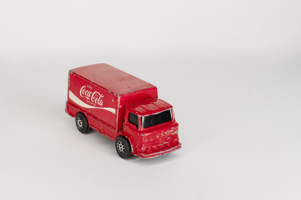 red and white truck toy