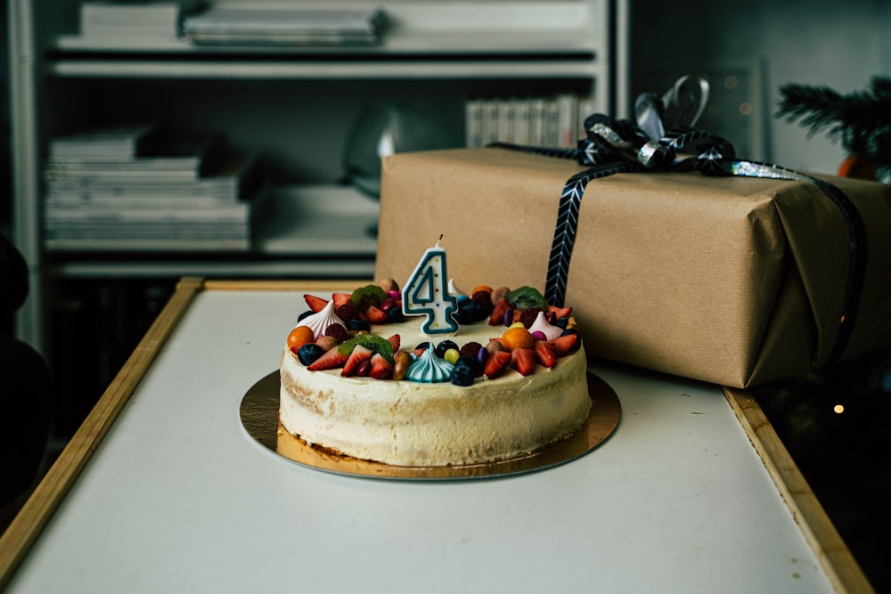 brown and white cake on brown wooden table