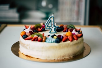 cake with multi colored candies on top