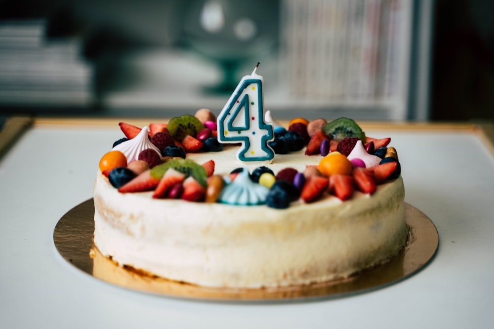 cake with multi colored candies on top