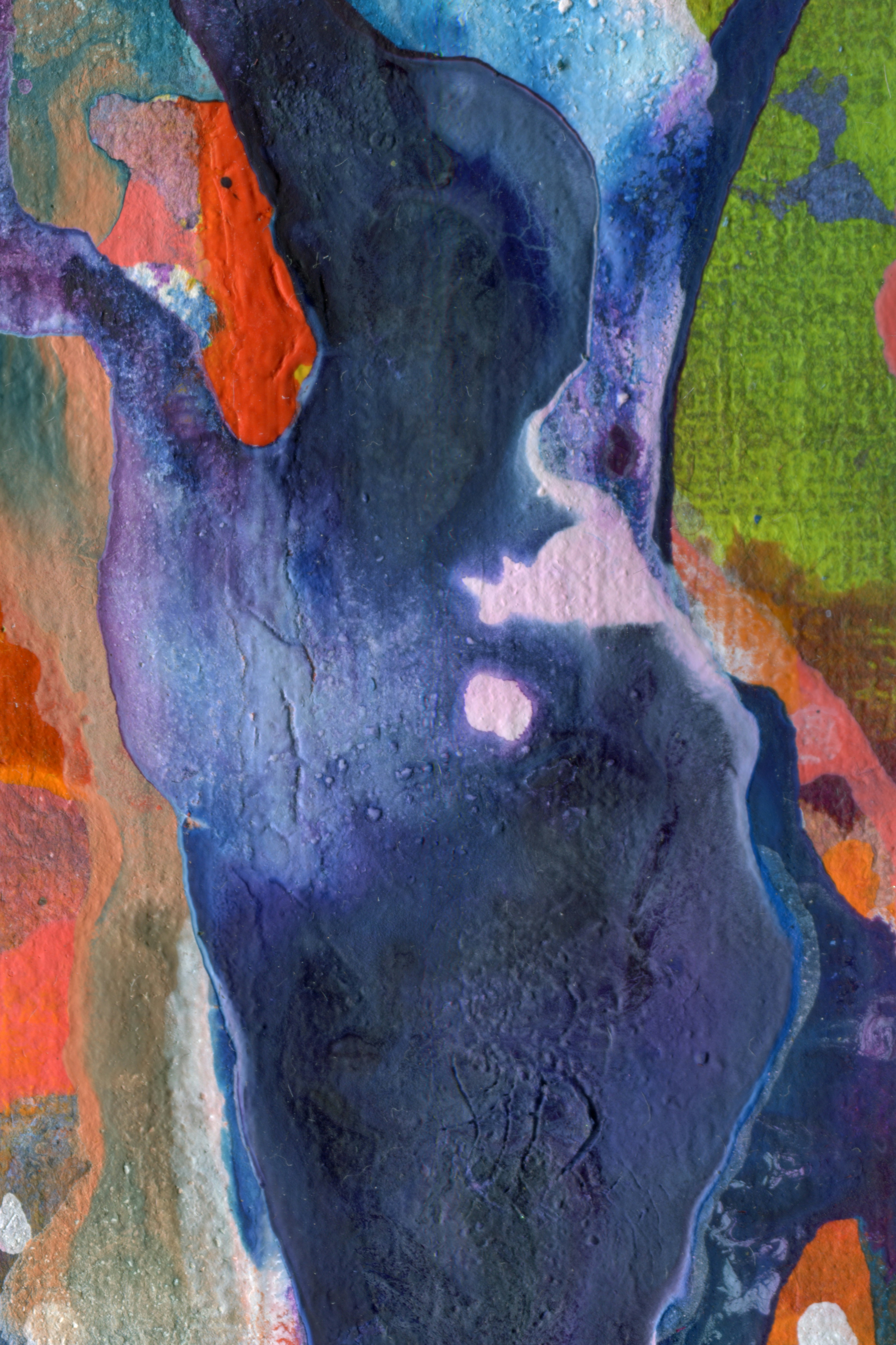 brown green and blue abstract painting