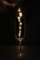 clear wine glass with white light