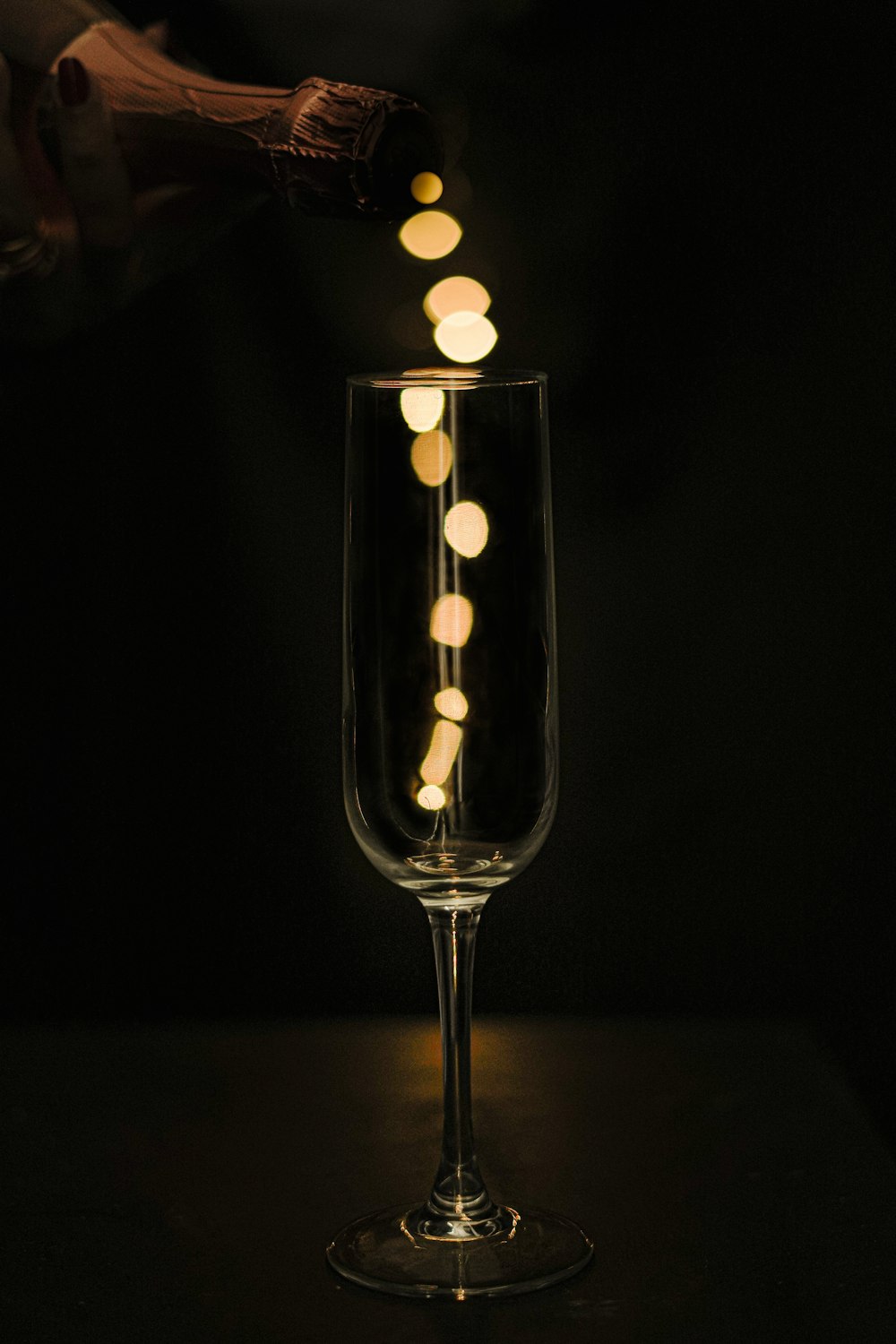 clear wine glass with white light