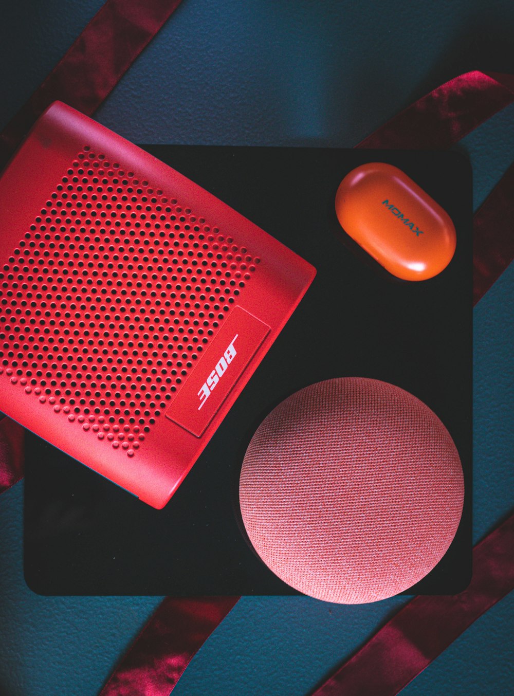 red and yellow portable speaker
