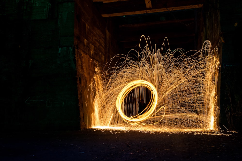 time lapse photography of steel wool