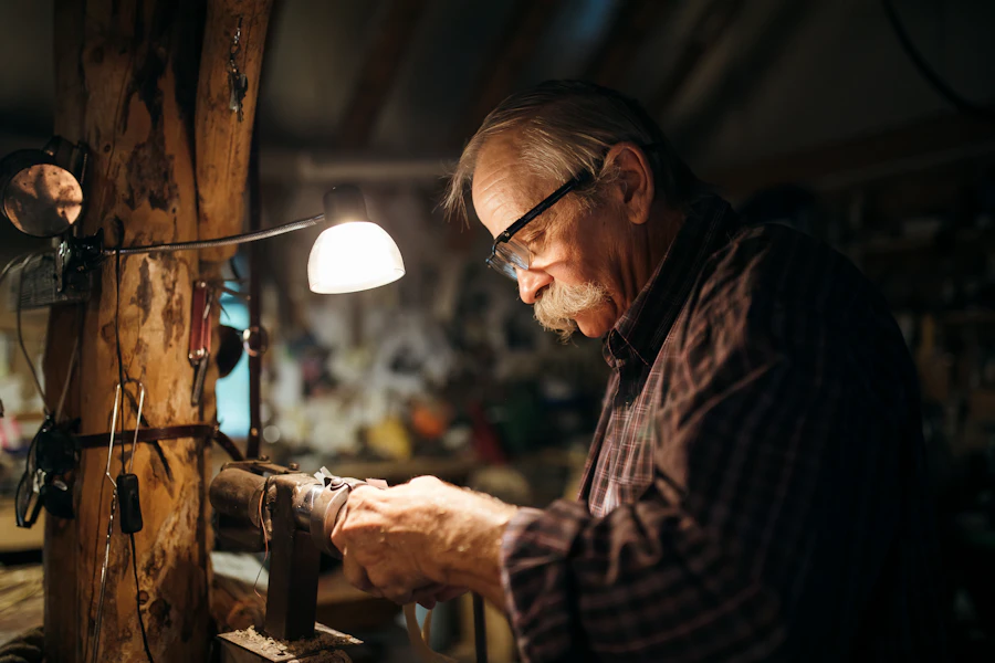 Jeweler at work in the workshop