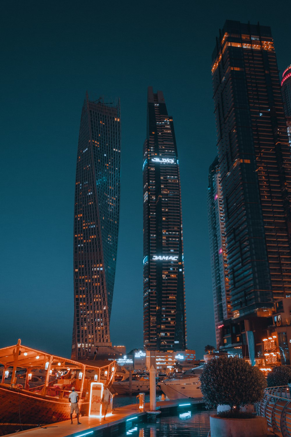 high rise building during night time