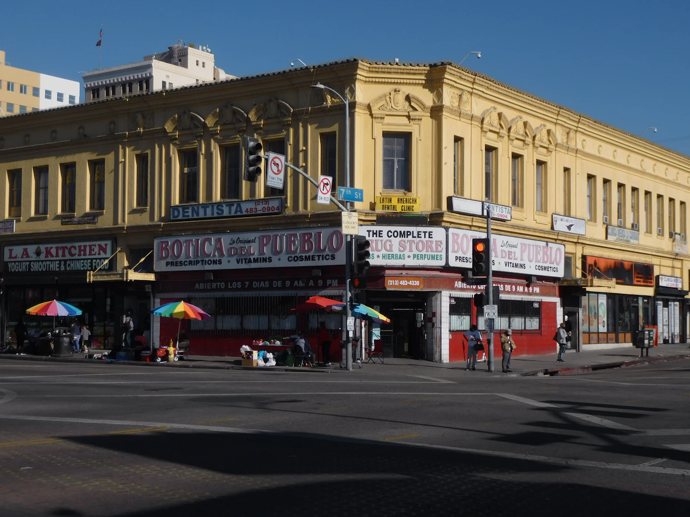 Older commercial building near MacArthur Park in downtown Los Angeles, California
