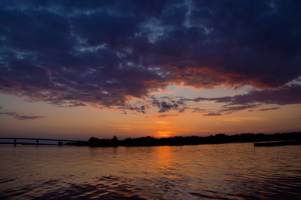 body of water under cloudy sky during sunset