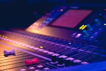 black and purple audio mixer