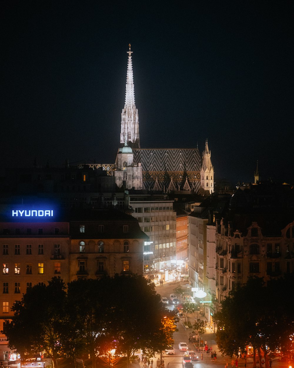 lighted tower during night time