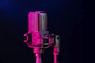 pink and silver condenser microphone