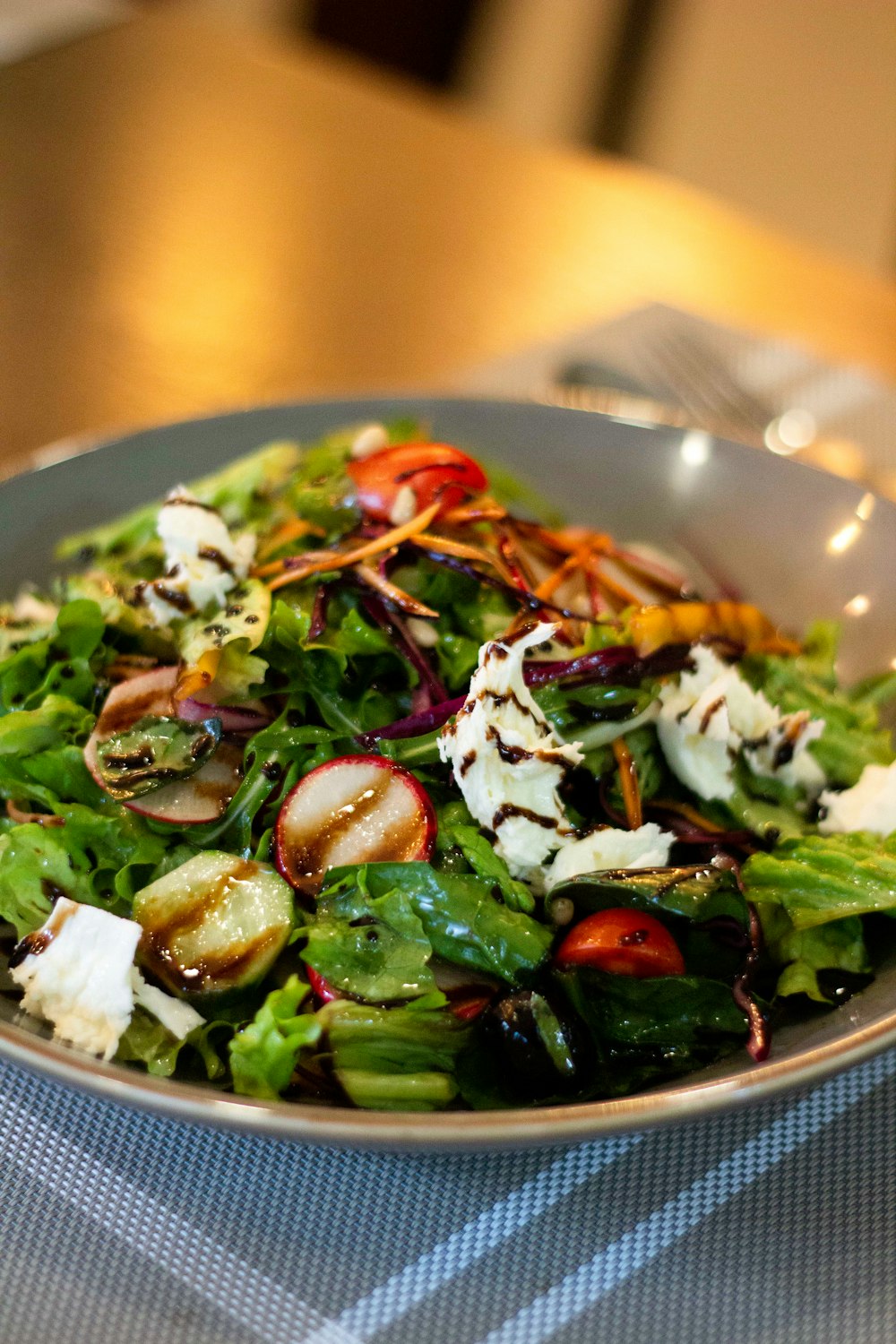 vegetable salad on stainless steel bowl