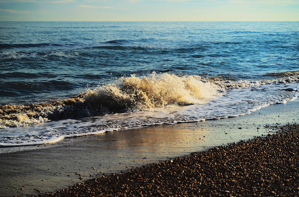 Onde dell'oceano che si infrangono sulla riva durante il giorno