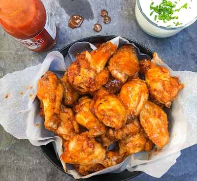 fried chicken on black plate