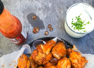 fried chicken on black plate