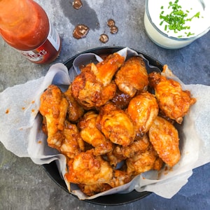 fried chicken on black plate