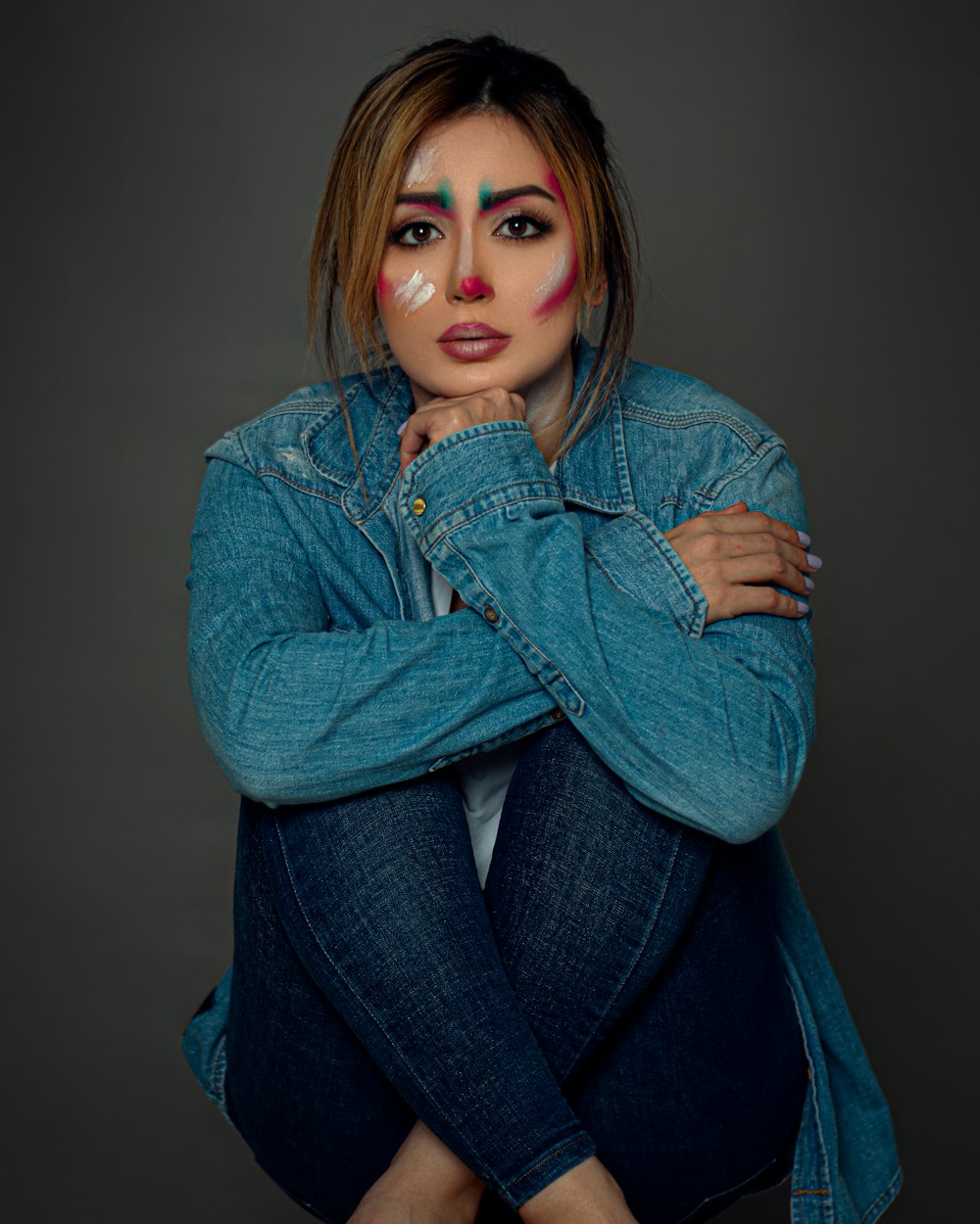 woman in blue denim jacket