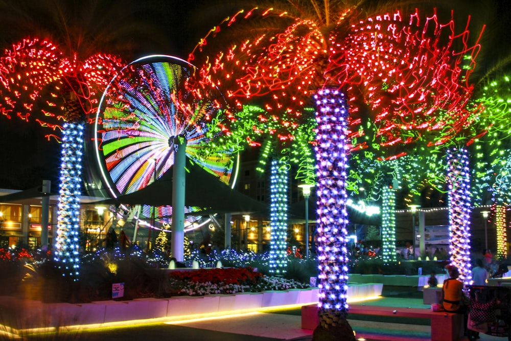 red and yellow lighted decor