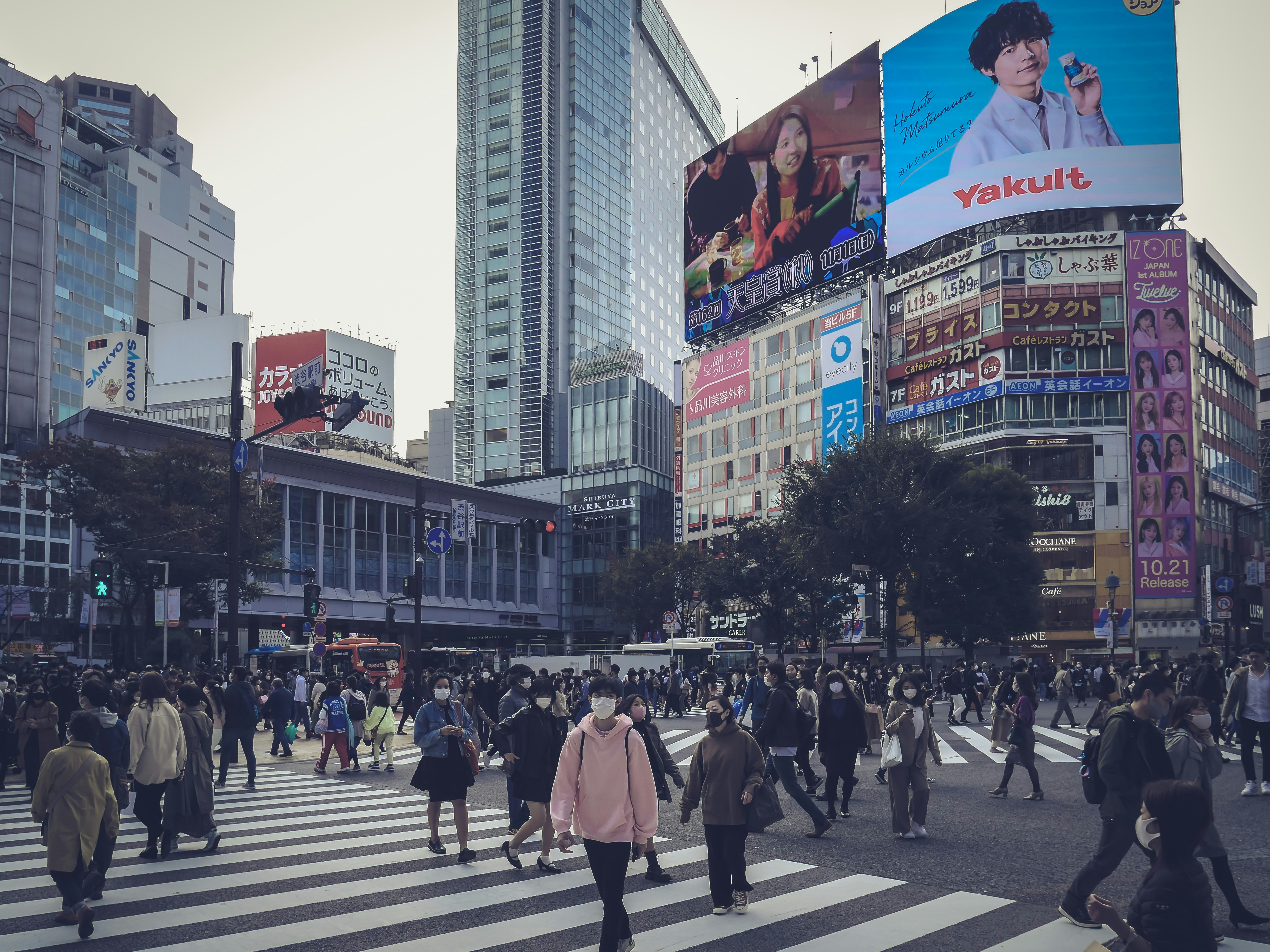 낮에 보행자 전용 도로를 걷는 사람들