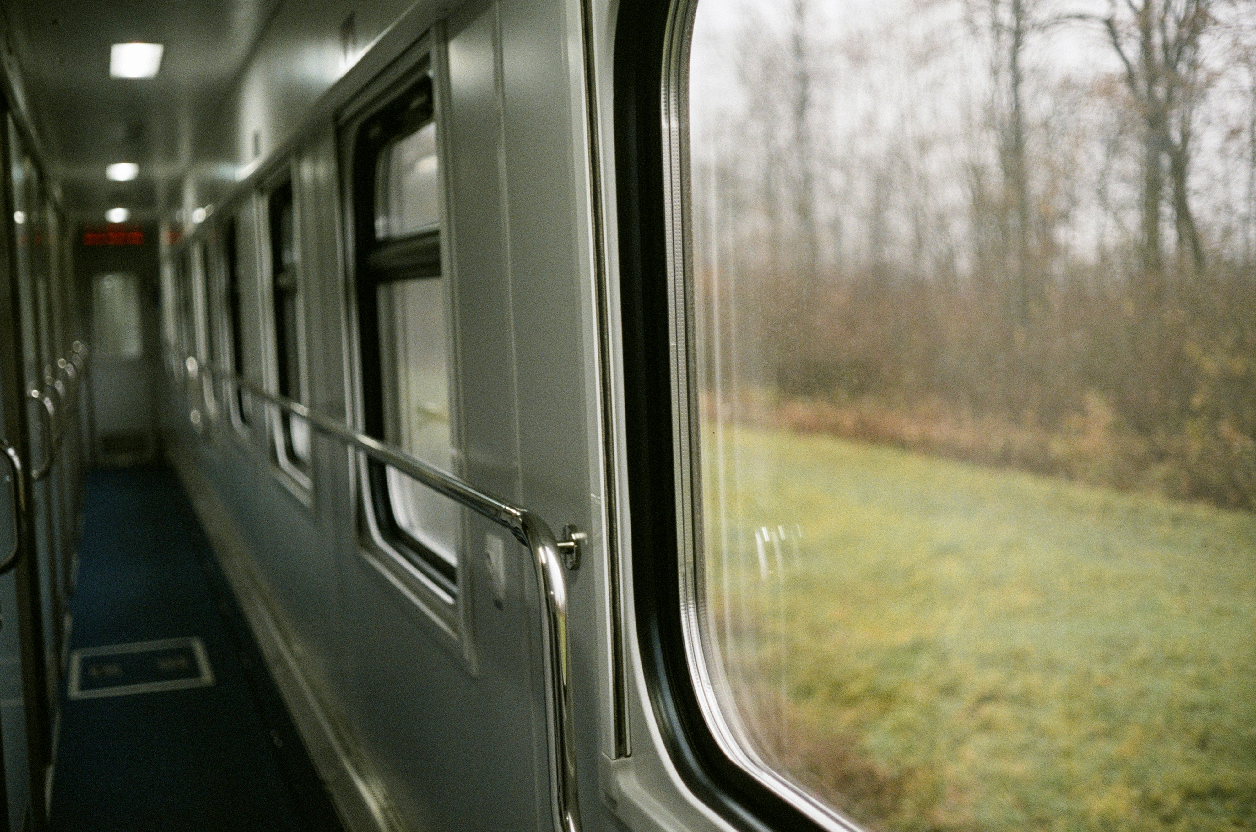 black and white train window