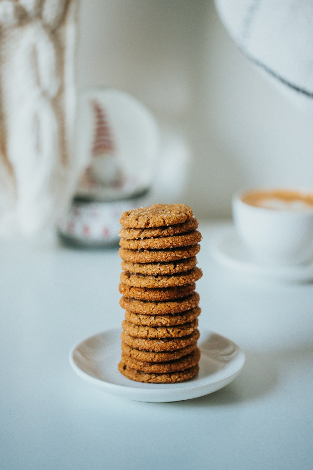 brown cookies on white ceramic plate