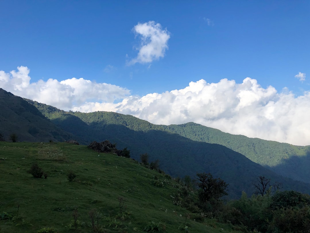 green grass field and mountain under blue sky during daytime