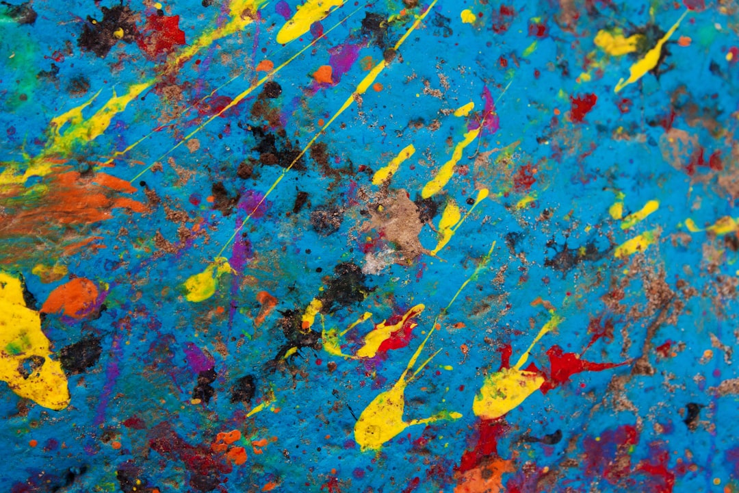 blue red and yellow abstract painting