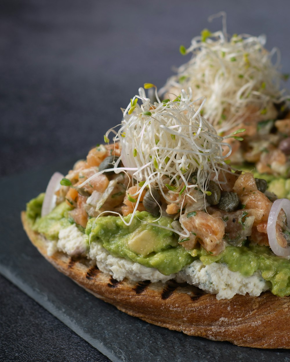 vegetable salad on brown bread