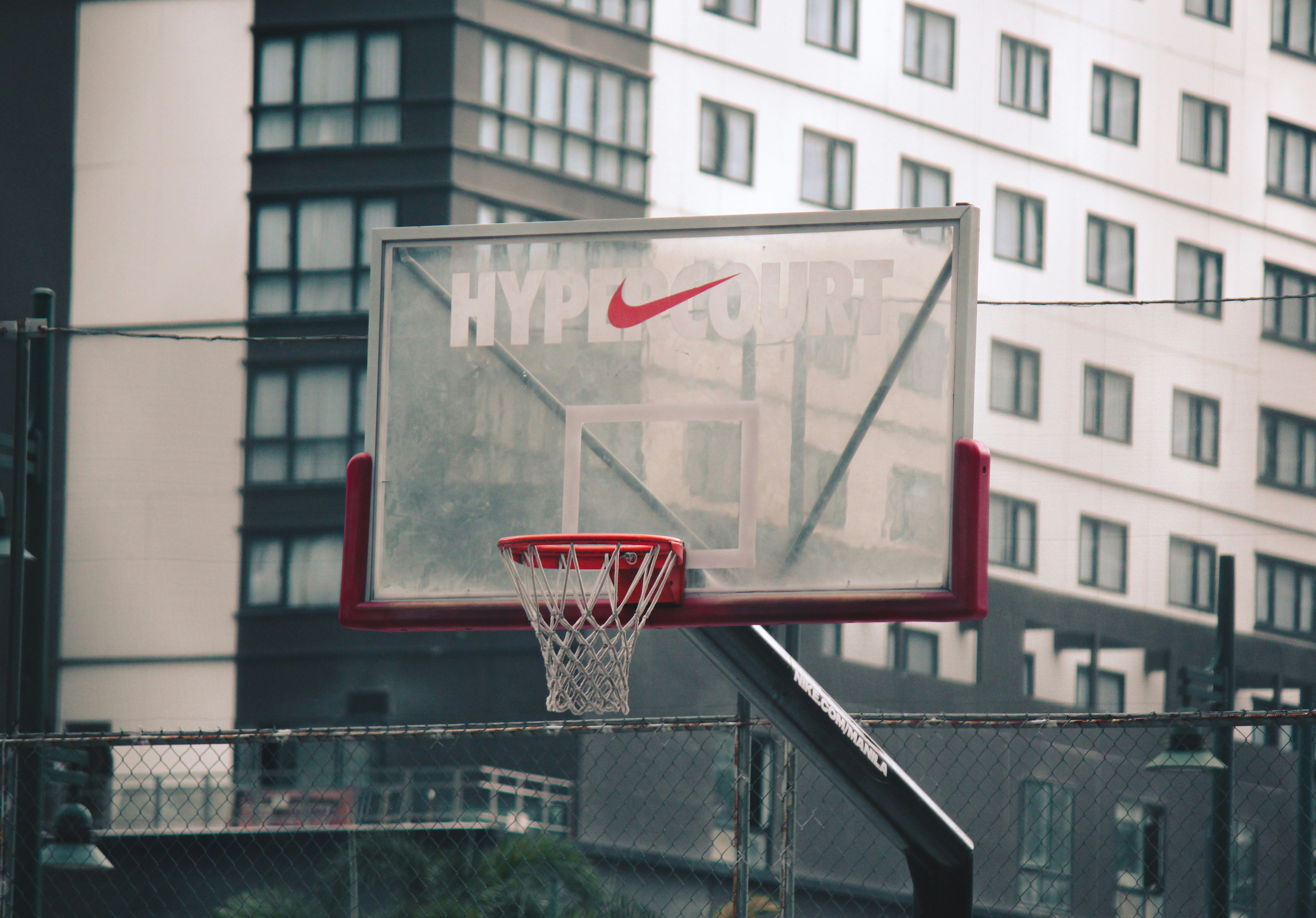 red and white basketball hoop