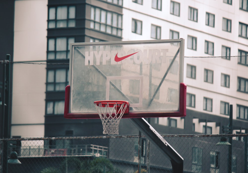 red and white basketball hoop