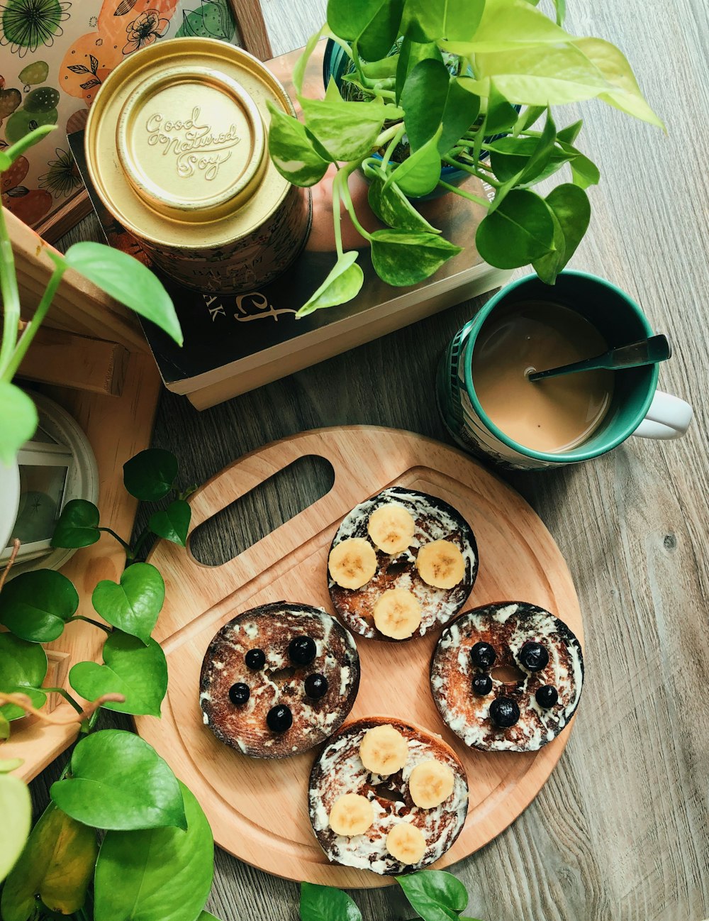 cupcakes on brown wooden tray