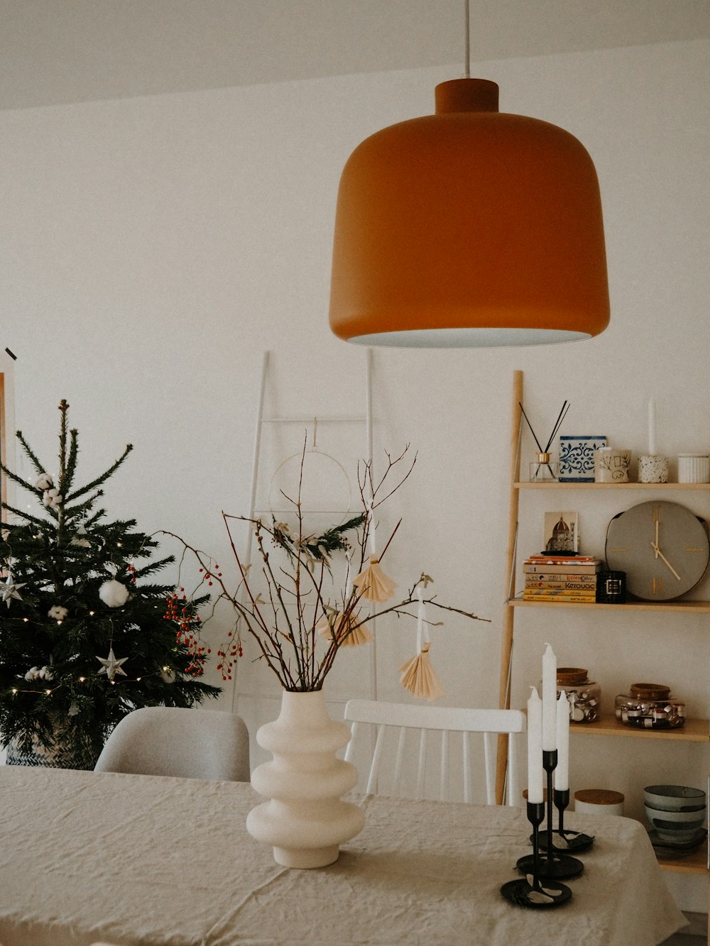 white and yellow table lamp on white wooden table