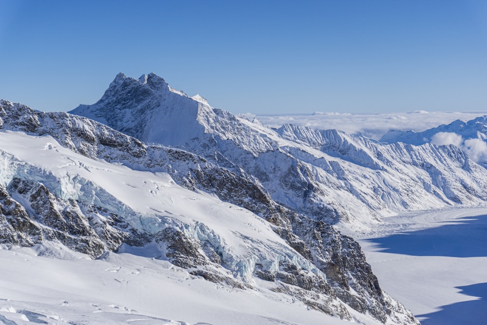 snow covered mountain under blue sky during daytime