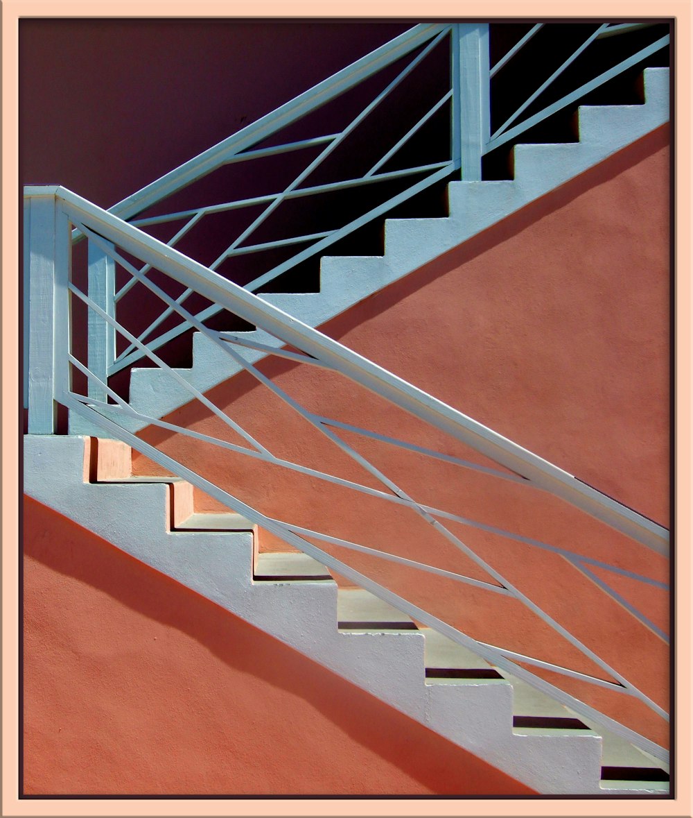 orange and white concrete staircase